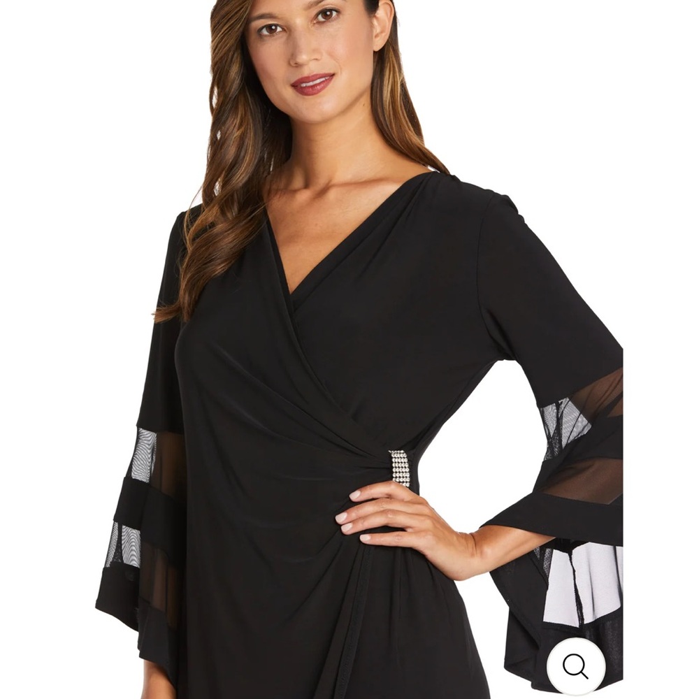 R&M Richards Black Long Sleeve Dress with Flared Sleeves - Picture 3 of 8